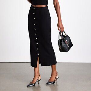 Lulus Marisella Black Knit Button-front Maxi Skirt - Size XS